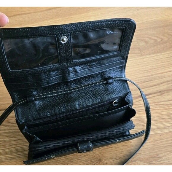 Brighton Leather Crossbody Mini Bag Black and Brown Wallet - Picture 3 of 14